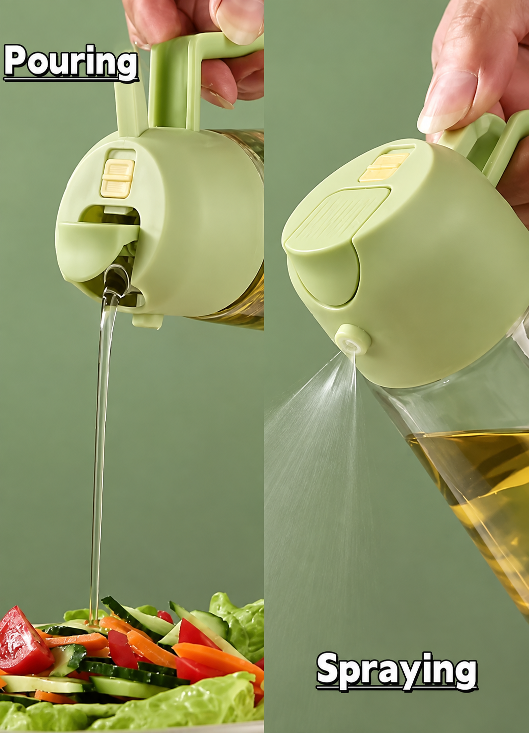 Oil Sprayer And Dispenser Bottle for Kitchen,2 in 1 Olive Oil Mist Sprayer and Oil Dispenser for Cooking, BBQ, Air Fryer, Salad, Frying, Baking(multicolor)